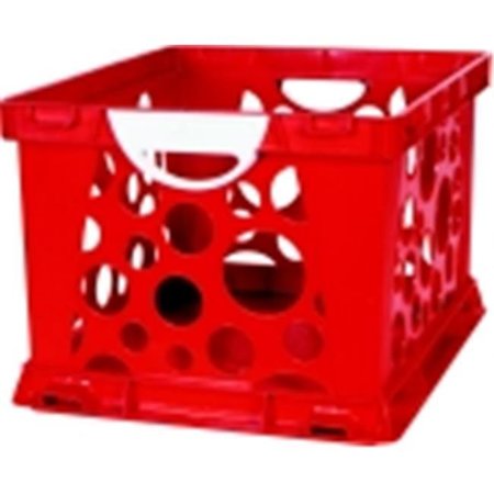STOREX Storex 2-Color Large Crate With Handles - Ruby Red-White 1466439
